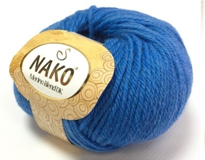 Пряжа "MERINO BLEND DK" 1256 голубой 6*50 г. 105м 80% шерсть ягненка 20% шерсть Мерино  NAKO 1256														