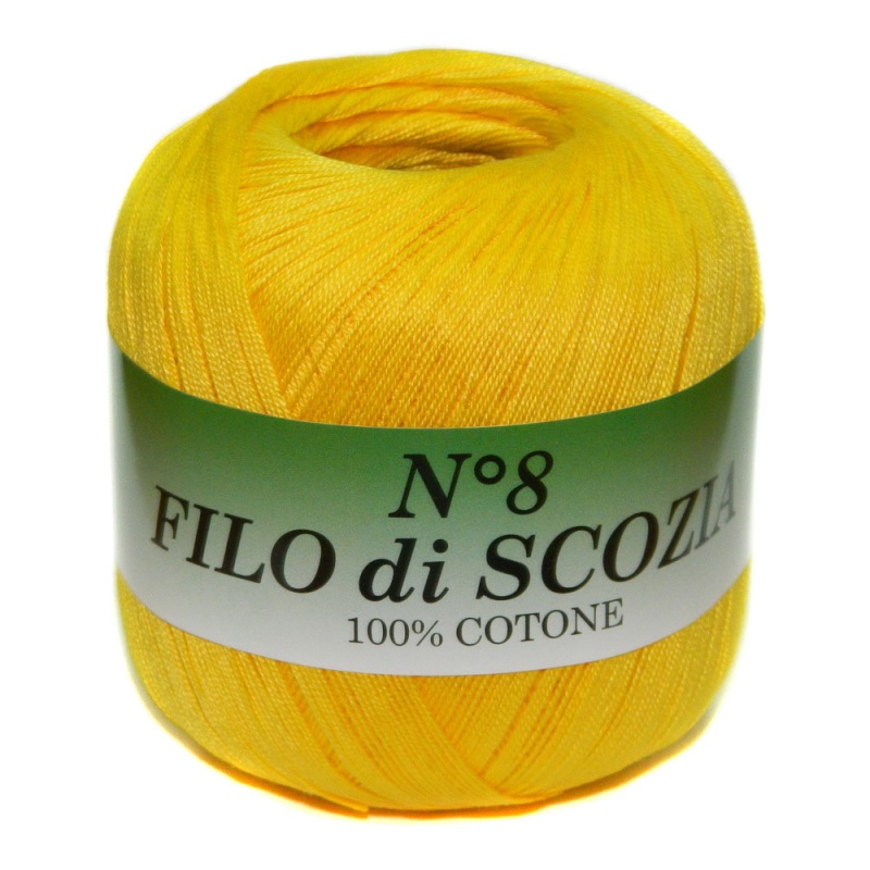 Пряжа "FILO di SCOFIA №8"  12 желтый 10*50 г. 340м 100% хлопок  Италия