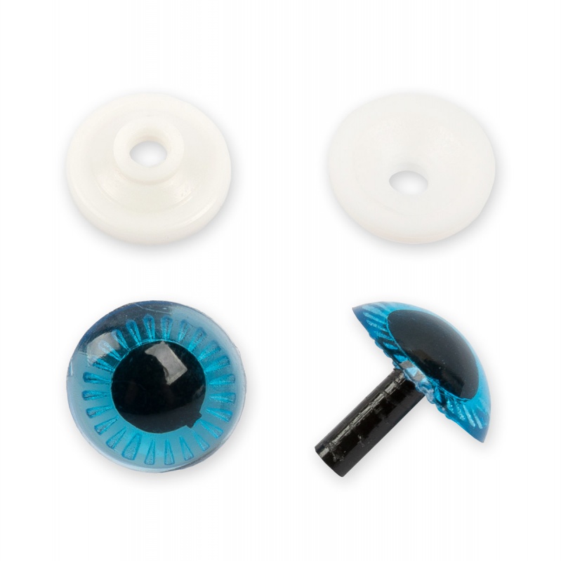 Глаза  13мм пластик синий с лучиками с фиксатором набор 50шт. за 1шт.  Гамма/HobbyBe PGSL-13F														