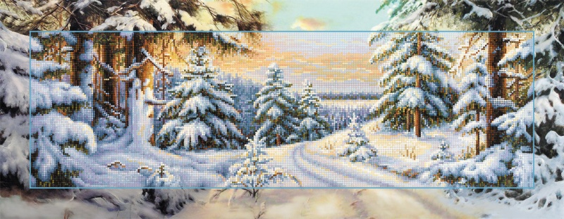 Мозаика "Зимний пейзаж" БС-030 90х35см, круглые стразы в пакете  Наследие БС-030														