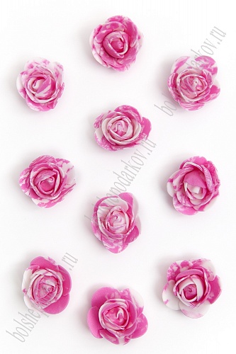 Декор Головка цветов "Роза мраморная" цв. фукси фоамиран 3,5см 100шт. за 1шт. SF-3006														