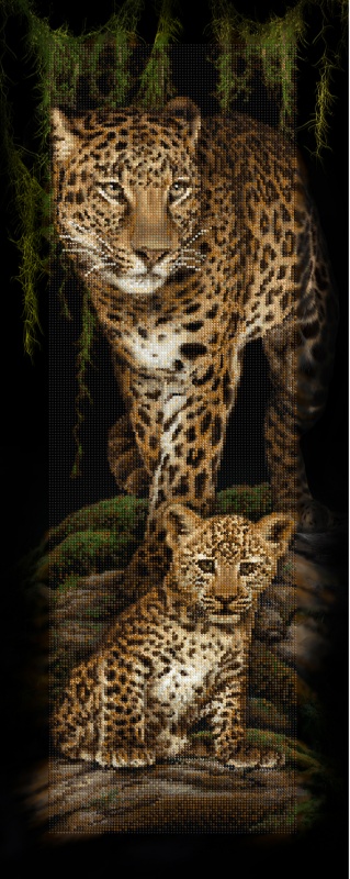 Мозаика "Леопардовое семейство" БС-024  90х35см, круглые стразы в коробке  Наследие БС-024														