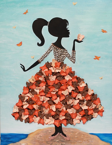 Набор для творчества "Мозаика из пайеток на холсте Девочка с бабочками"  Волшебная мастерская