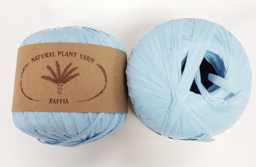 Пряжа "RAFFIA" 015 голубой 4*40 г. 90м 100% целлюлоза из волокна пальмы 015														