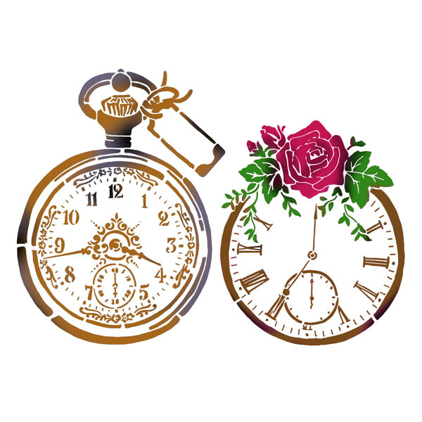 Трафарет для творчества "Старинные часы" 21 х 29,7 см (А4)  STAMPERIA KSG378														
