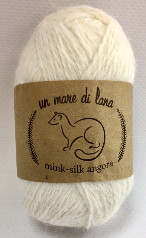 Пряжа "MINK ANGORA" 1 белый 10*25 г. 175м 50%пух норки, 10%шелк, 10%мерин. шерсть, 30% нейлон  Wool sea 1														