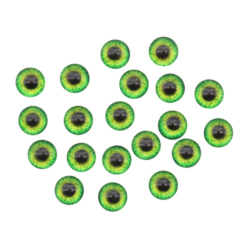 Глаза стеклянные 10мм с фиксированными зрачками зеленый клеевые за 1шт. 7723533/3AS-108														