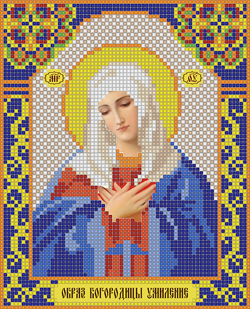 Мозаика "Икона. Богородица Умиление" 17х21см, квадратные стразы в пакете  Наследие ИМА4-007														
