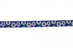 Лента репсовая "Цветы на синем" голубой 15мм, 15мм*22,86м