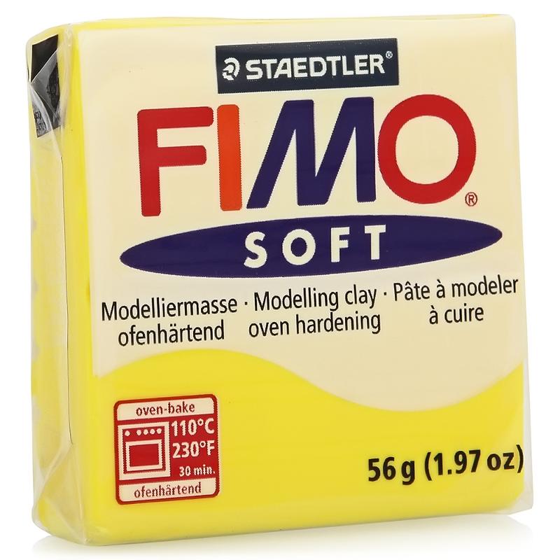 Глина полимерная "Fimo Soft" 56гр., цвет лимонный, запекаемая в печке