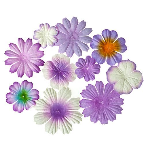 Декор Набор цветочков из шелковичной бумаги 10шт. цвет сиреневый  SCRAPBERRYS SCB3003/694925														