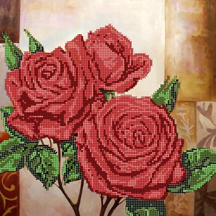Канва с рисунком бисер "Красные розы" (25*25см)  Gluriya