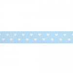 Лента репсовая "Сердечки мелкие" голубой 15мм, 15мм*22,5м