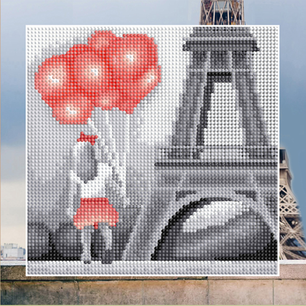 Мозаика "Париж. Девочка с шарами" БСА25-055 25*25см, круглые стразы в пакете  Наследие БСА25-055														
