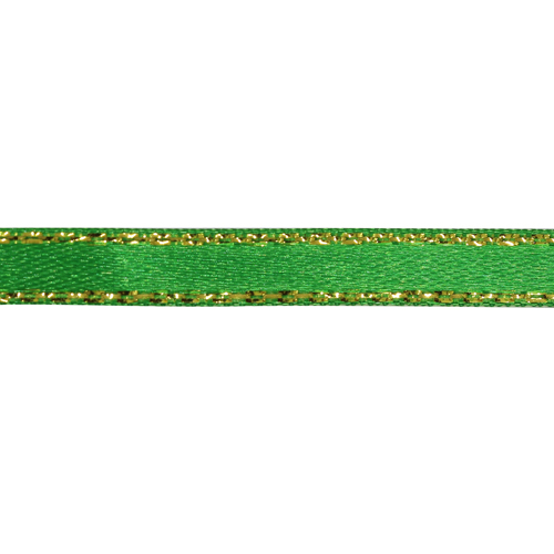 Лента атласная одностор. с золотой нитью  6мм зеленый  6мм*22,86м за 1 м 7722865														