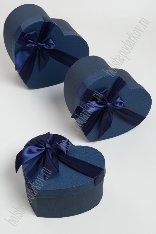 Коробка подарочная "Сердце" с атласным бантом 24*26.4*13см темно-синий SF-1854Е-604-149														