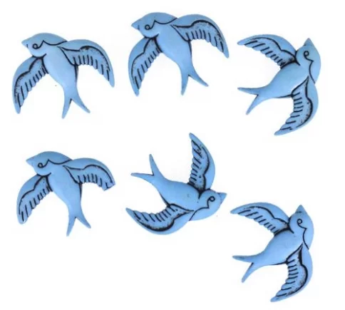 Пуговицы декоративные "Синие птицы/Ласточки" набор  США 5831