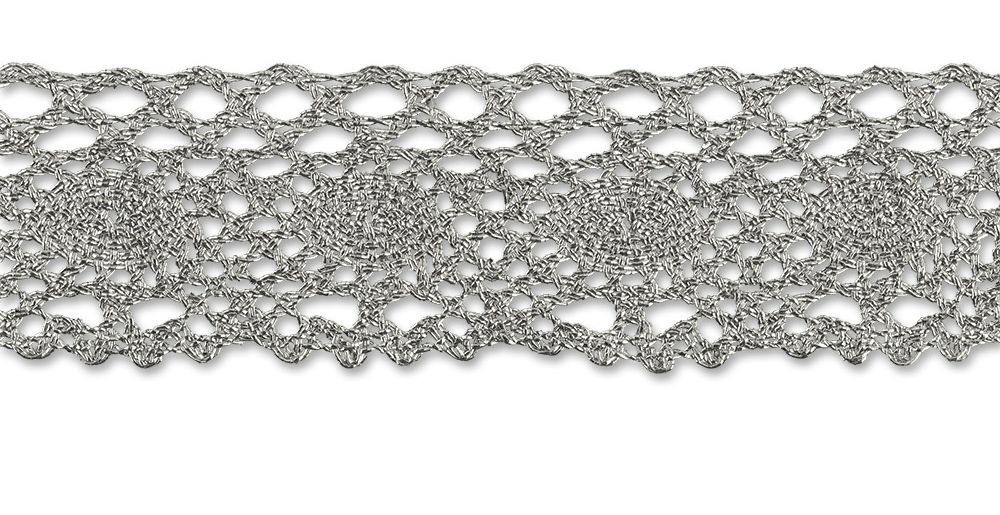 Тесьма декоративная под серебро, ширина 27мм*22,5м, за 1м  ГАММА MTR-31														