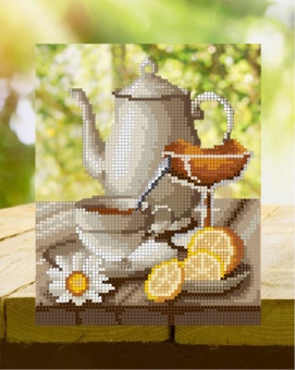 Канва с рисунком бисером Полуденный чай" (А4)  Наследие ДА4-089