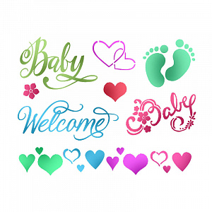 Трафарет для творчества "Baby Welcome" 15*20см KSD295														