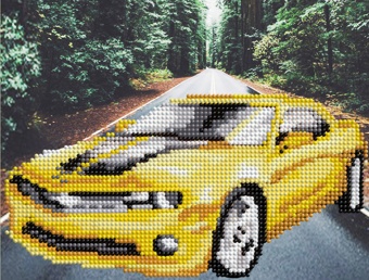 Мозаика "Желтый автомобиль" БСА4-044 (А4), круглые стразы в пакете  Наследие БСА4-044														