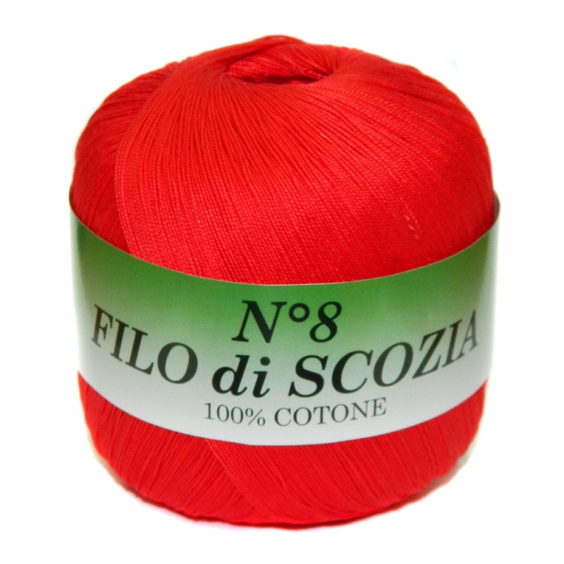 Пряжа "FILO di SCOFIA №8" 18 ярко-красный 10*50 г. 340м 100% хлопок  Италия 18														