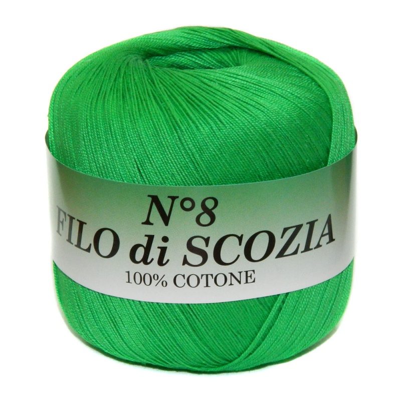 Пряжа "FILO di SCOFIA №8" 45 ярко-зеленый 10*50 г. 340м 100% хлопок  Италия 45														