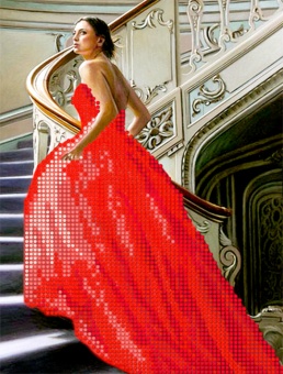 Мозаика "Девушка в красном платье" БСА4-010 (А4), круглые стразы в пакете  Наследие БСА4-010														