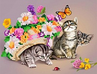 Мозаика "Любопытные котята" БСА4-017 (А4), круглые стразы в пакете  Наследие