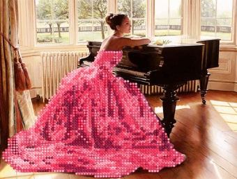 Мозаика "Девушка за роялем" БСА4-011 (А4), круглые стразы в пакете  Наследие БСА4-011														