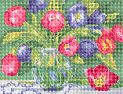 Мозаика "Букет тюльпанов" БСА4-090 19х25см, круглые стразы в пакете  Наследие БСА4-090														