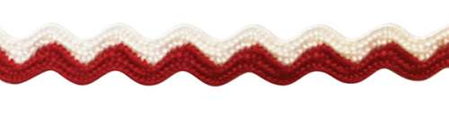 Тесьма отделочная "Зиг-заг" цвет 9412 красный/белый, ширина 5мм, длина 32,9м за 1 метр 0381-0050