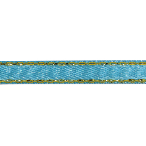 Лента атласная одностор. с золотой нитью  6мм голубой  6мм*22,86м за 1 м 7722865														