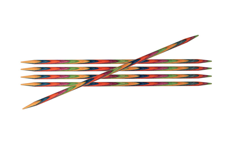 Спицы прямые чулочные Symfonie D 3,0мм длина 20см, дерево, многоцветный, 5шт  Knit Pro 20119														