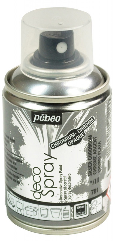 Краска "decoSpray" хром под серебро 093781 болончик, аэрозоль 100мл  Pebeo 093781														