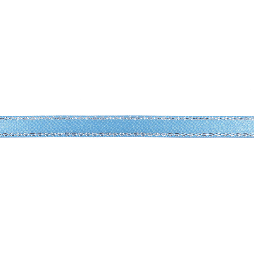 Лента атласная одностор. с серебрянной нитью  6мм голубой  6мм*22,86м за 1 м 7725358/187														