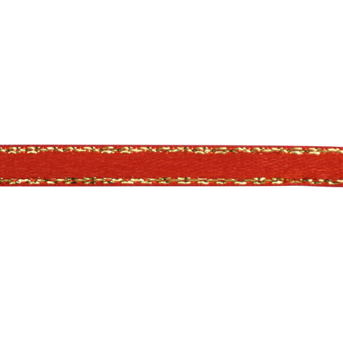 Лента атласная одностор. с золотой нитью  6мм красный  6мм*22,86м за 1 м 7722865														