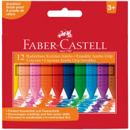 Мелки пластиковые 12 цв. "Faber-Castell. Grip Jumbo", трехгранные, утолщенные, картон. европодвес 122540 
