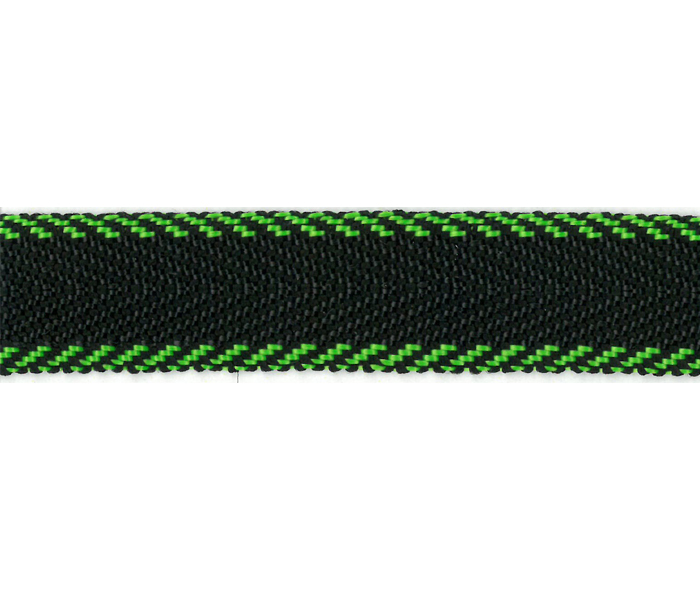 Стропа (лента ранцевая) черная с зелеными краями 20 мм*25м за 1м  PEGA 836790120DT003														