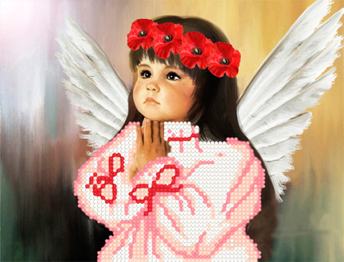 Мозаика "Девочка ангелочек" БСА4-005 (А4), круглые стразы в пакете  Наследие БСА4-005														