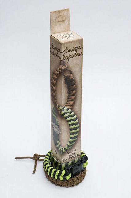 Набор для творчества "Вяжи верёвки" браслет-змейка салатово-чёрная + кобра