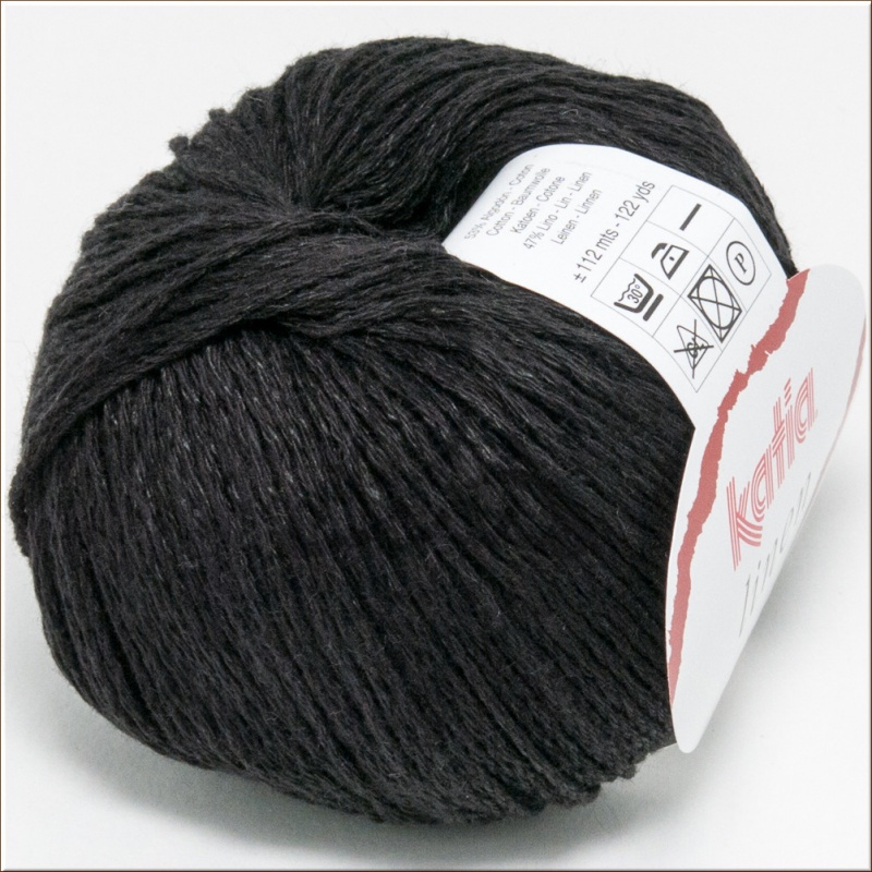 Пряжа "Katia "Linen" 2 черный 20*50 г. 112м хлопок 53%, лён 47% 485.2														