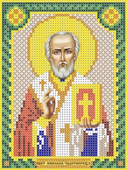 Канва с рисунком бисером Икона Св. Николай Чудотворец (А6)  Наследие ДА5-003														