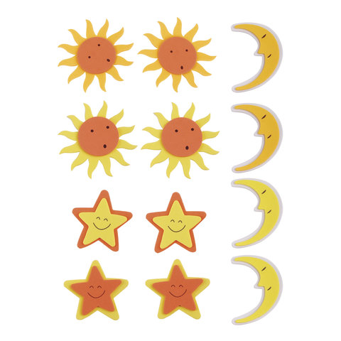 Наклейки декоративные "Солнце, звезды, луна" из фоамирана 12шт.  Остров Сокровищ 661454														