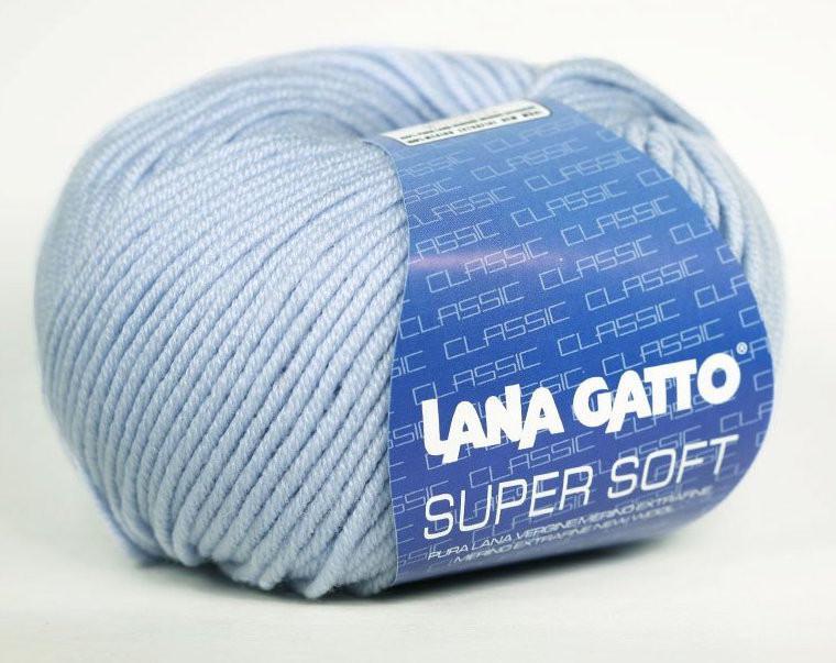 Пряжа "SUPER SOFT" 12260 нежно-голубой 10*50 г. 125м 100% меринос. шерсть экстрафайн  LANA GATTO 12260														