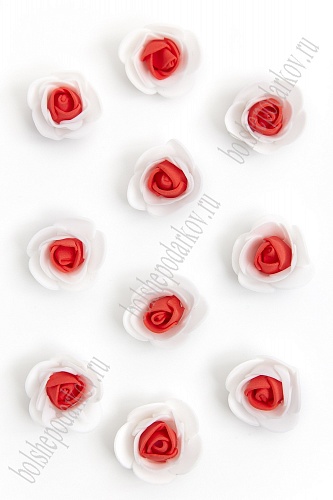 Декор Головка цветов "Двухцветный" красный на белом фоамиран 3,5см 100шт. за 1шт. SF-3000														