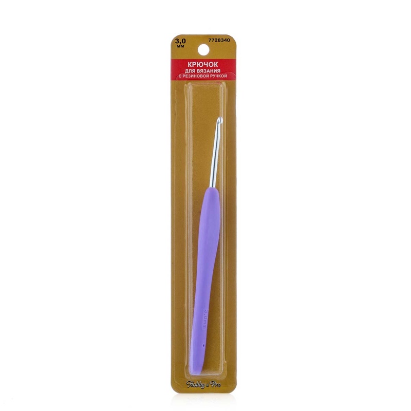 Крючок 1- сторонний D 3,0 длина   см металл с резиновой ручкой  Hobby Pro 7728340/24R30X														