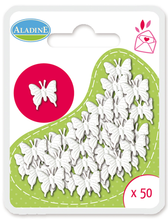 Брадсы "Бабочки" белый 50шт. для украшения и создания открыток  ALADINE  Франция 41036														