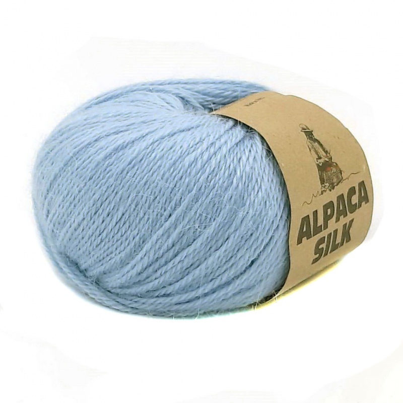 Пряжа "Alpaca Silk" 4995 голубой 10*50 г. 150м 60 % альпака,40 % шелк  Перу 4995														