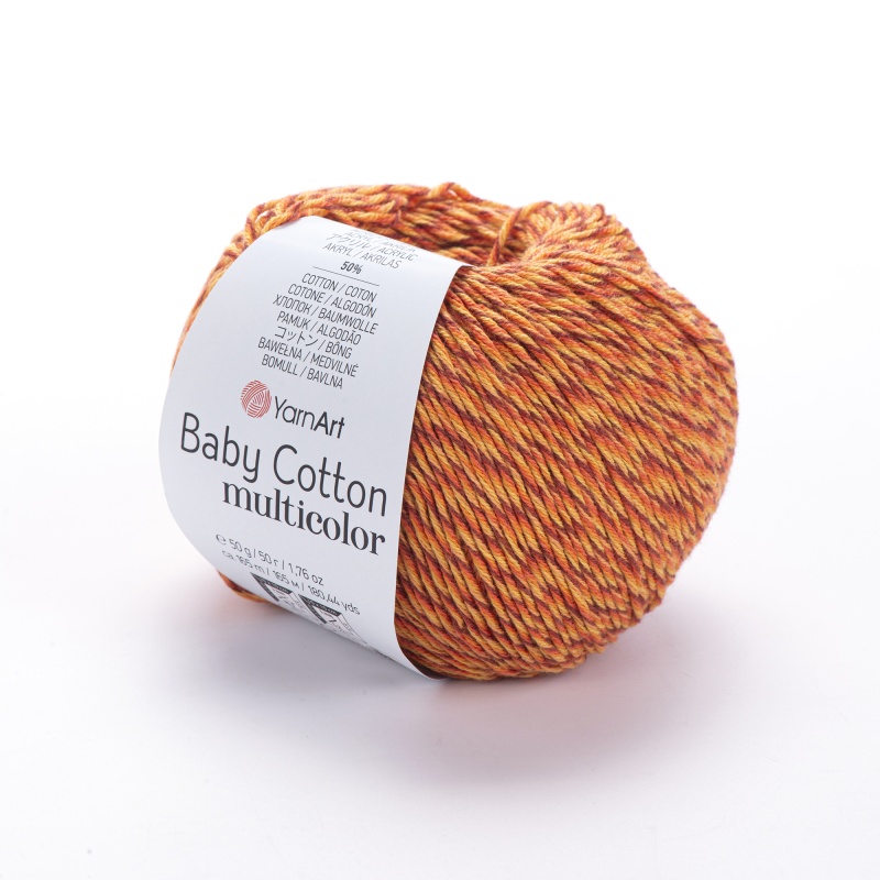 Пряжа "BABY Cotton MULTICOLOR" 5208 желто-красный  50 г. 165м 50% акрил, 50% хлопок														